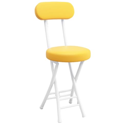 LYDSB Klappbarer Barhocker mit Rückenlehne und Polsterung aus PU-Leder – runder, tragbarer Stuhl für Frühstücksbars, Schreibtische und Wohnzimmer, Tragkraft 136 kg, Sitzhöhe 47 cm von LYDSB