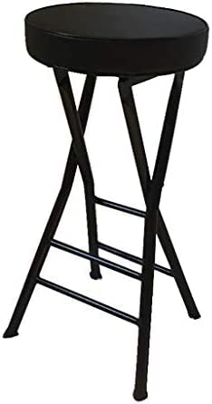 LYDSB Klappbarer Barhocker mit schwarzer PU-Sitzfläche und Rückenlehne – tragbarer, dick gepolsterter Stuhl für Erwachsene, Hochstuhl für Küchen, Esszimmer und Haushalte von LYDSB