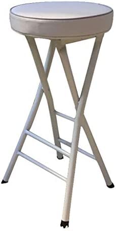 LYDSB Klappbarer Barhocker mit weißer PU-Sitzfläche und Rückenlehne – tragbarer, dick gepolsterter Stuhl für Erwachsene, Hochstuhl für Küchen, Esszimmer und Haushalte von LYDSB