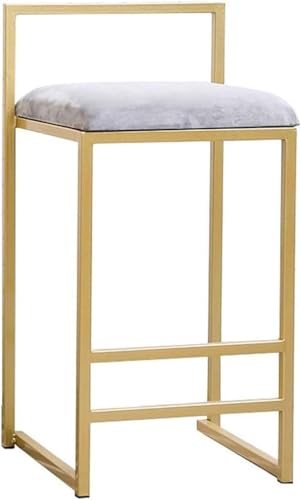 LYDSB Küchentheke, Barhocker mit Rückenlehne, weicher Samt, mit goldfarbenen Metallbeinen, Frühstück, hohes Essen (Grau, 50 cm) von LYDSB