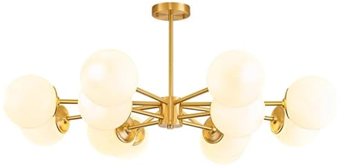 LYDSB Mid Century Modern Milchglas Kronleuchter Halbbündige Montage Sputnik Deckenleuchte Gold Schwarz Bauernhaus Rustikal Hängende Pendelleuchte Für Wohnzimmer Schlafzimmer Esstisch Kü LYDSB Mid Century Modern Milchglas Kronleuchter Halbbündige Montage Sputnik Deckenleuchte Gold Schwarz Bauernhaus Rustikal Hängende Pendelleuchte Für Wohnzimmer Schlafzimmer Esstisch Kü von LYDSB
