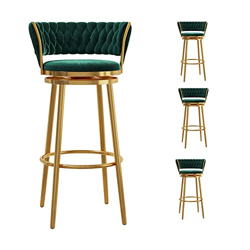 LYDSB Moderne Barhocker, drehbar, mit gewebter Rückenlehne, für Küche, Café, Esszimmerstühle, Höhe 65 cm, Doppel-Komfort, Grün, 4 Stück von LYDSB
