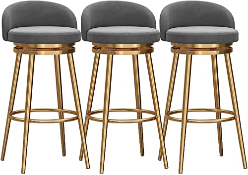 LYDSB Moderne Barhocker Set mit Rückenlehne und Fußstütze für Kücheninsel/Cafe Drehstühle von 3 Stück von LYDSB