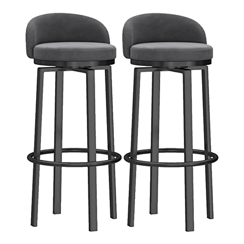 LYDSB Moderne Barhocker aus Samt, 2er-Set, mit Rückenlehnen, drehbar, Metall-Fußstütze, gepolsterter Sitz, perfekt für Zuhause, Küche, Theke, Inseln, Grau LYDSB Moderne Barhocker aus Samt, 2er-Set, mit Rückenlehnen, drehbar, Metall-Fußstütze, gepolsterter Sitz, perfekt für Zuhause, Küche, Theke, Inseln, Grau von LYDSB