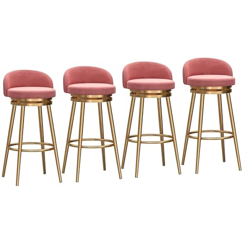 LYDSB Moderne Barhocker aus Samt mit Rückenlehne und Fußstütze für Küche Esszimmer Theke Höhe 4er Set Stilvolle Polsterstühle von LYDSB