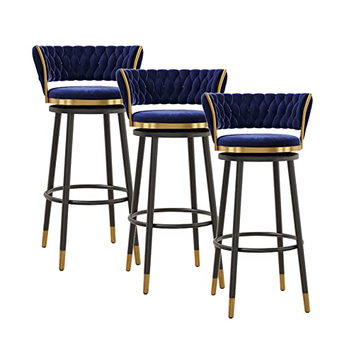 LYDSB Moderne Barhocker aus blauem Samt, 3er-Set, mit 360° drehbarer Rückenlehne und Fußstütze, Thekenhöhe, Stühle für Kücheninsel, 65 cm LYDSB Moderne Barhocker aus blauem Samt, 3er-Set, mit 360° drehbarer Rückenlehne und Fußstütze, Thekenhöhe, Stühle für Kücheninsel, 65 cm von LYDSB