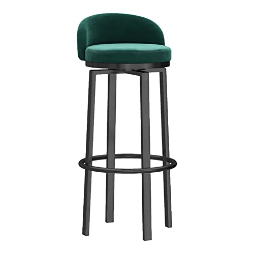 LYDSB Moderne Barhocker in Thekenhöhe, 1 Stück, drehbare Barstühle aus Samt mit niedriger Rückenlehne, Schwarze Metallbeine, Esszimmerstuhl für Küche/Heimpub, Sitzhöhe 65 cm, Grün von LYDSB