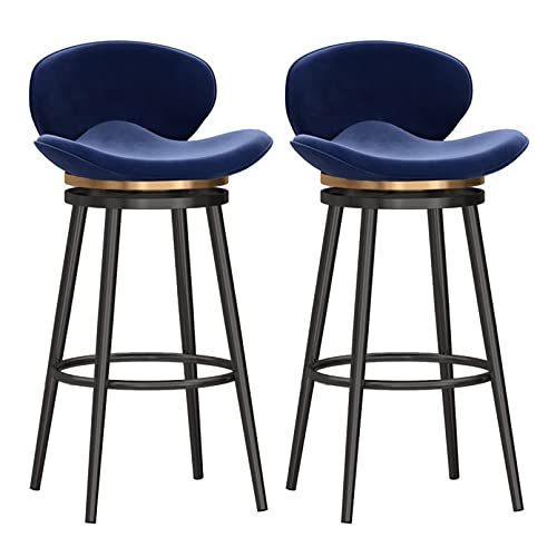 LYDSB Moderne Barhocker in Thekenhöhe mit Rückenlehne, 2er-Set, samtgepolsterte Schwarze Metallbeine, Drehstühle für Esszimmer und Kücheninsel,Blau LYDSB Moderne Barhocker in Thekenhöhe mit Rückenlehne, 2er-Set, samtgepolsterte Schwarze Metallbeine, Drehstühle für Esszimmer und Kücheninsel,Blau von LYDSB