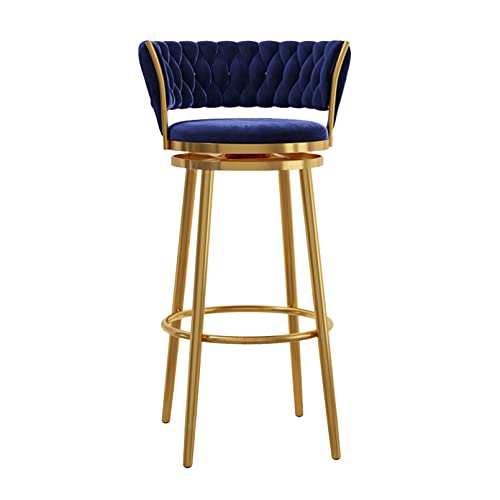 LYDSB Moderne Barhocker mit gewebter Rückenlehne, drehbar, für Küche, Café, Esszimmerstühle, Höhe 65 cm, Doppel-Komfort, Blau, 2 Stück von LYDSB
