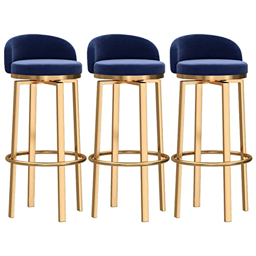 LYDSB Moderne drehbare Barhocker, 3er-Set, Thekenhöhe mit Rückenlehne und goldenen Metallbeinen, Samtbezug für Kücheninsel, Sitzfläche 65 cm, Blau LYDSB Moderne drehbare Barhocker, 3er-Set, Thekenhöhe mit Rückenlehne und goldenen Metallbeinen, Samtbezug für Kücheninsel, Sitzfläche 65 cm, Blau von LYDSB