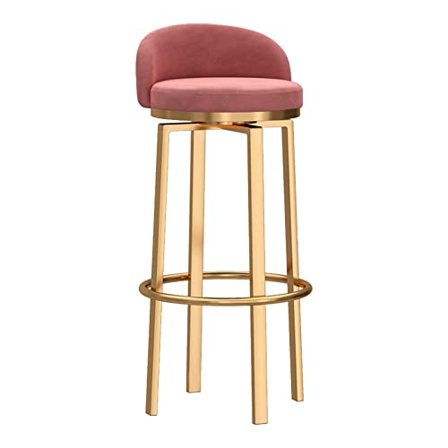 LYDSB Moderne drehbare Barhocker, Thekenhocker mit Rückenlehne, Sitzfläche mit Samtpolsterung, Beine aus goldenem Metall, Sitzhöhe 75 cm, 1 Stück, Pink LYDSB Moderne drehbare Barhocker, Thekenhocker mit Rückenlehne, Sitzfläche mit Samtpolsterung, Beine aus goldenem Metall, Sitzhöhe 75 cm, 1 Stück, Pink von LYDSB