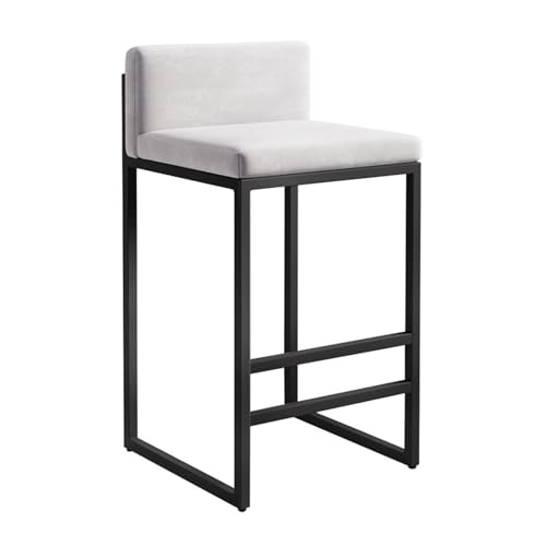 LYDSB Moderne weiße Barhocker mit Rückenlehne, hohe Thekenhöhe, Stühle für Küche, Esszimmer, schwarzes Metallgestell, stilvolle Sitzgelegenheit, Frühstück oder Kaffee, 2 Stück von LYDSB
