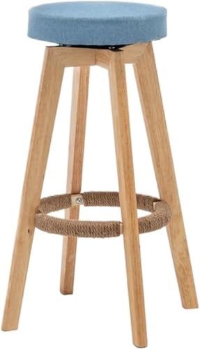 LYDSB Moderner Barhocker 1er Set, 360° drehbar, hoch, mit Holzbeinen und Fußstütze, runder Sitz (G) von LYDSB