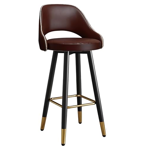 LYDSB Moderner Frühstücksbarhocker, Drehstuhl mit geschwungener Rückenlehne aus PU-Leder und Fußstütze aus Metall. Hocker in Thekenhöhe für Zuhause, Kücheninsel, Bistro. Messingfüße 55 c LYDSB Moderner Frühstücksbarhocker, Drehstuhl mit geschwungener Rückenlehne aus PU-Leder und Fußstütze aus Metall. Hocker in Thekenhöhe für Zuhause, Kücheninsel, Bistro. Messingfüße 55 c von LYDSB