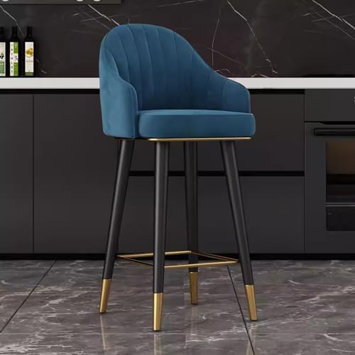 LYDSB Moderner blauer gepolsterter Barhocker mit 360° drehbarer Rückenlehne und Thekenhöhe, Küche, Esszimmerstuhl für Zuhause oder Sitzen, 75 cm LYDSB Moderner blauer gepolsterter Barhocker mit 360° drehbarer Rückenlehne und Thekenhöhe, Küche, Esszimmerstuhl für Zuhause oder Sitzen, 75 cm von LYDSB
