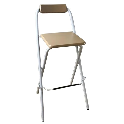 LYDSB Natürlicher klappbarer Barhocker mit Sitzfläche und Rückenlehne aus Holz – zusammenklappbarer Stuhl in Thekenhöhe für den Außenbereich, Büro, Garten und Badezimmer, 70 cm von LYDSB