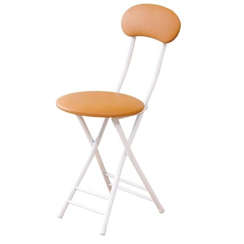 LYDSB Orangefarbener, tragbarer, runder, gepolsterter, zusammenklappbarer Barhocker mit Rückenlehne und Frühstück für Camping und Geschäfte im Freien, Sitzhöhe 47 cm von LYDSB