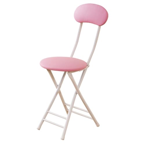 LYDSB Rosa tragbarer runder gepolsterter Klappbarhocker mit Rückenlehne und Frühstück für Camping im Freien und Geschäfte, Sitzhöhe 47 cm LYDSB Rosa tragbarer runder gepolsterter Klappbarhocker mit Rückenlehne und Frühstück für Camping im Freien und Geschäfte, Sitzhöhe 47 cm von LYDSB