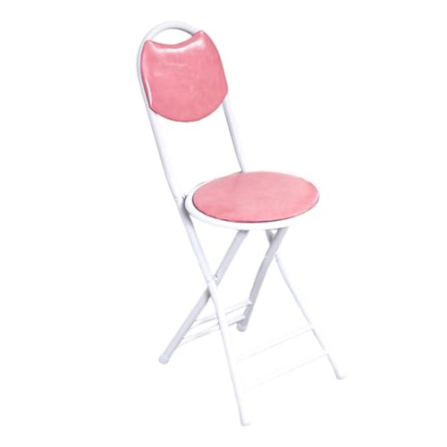 LYDSB Rosafarbener, klappbarer Barhocker mit Metallrahmen und Rückenlehne – runder, gepolsterter Tresen für Camping, Küchen und Geschäfte, Robustes Design, Sitzhöhe 45 cm von LYDSB