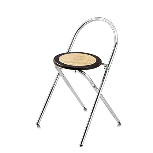 LYDSB Schwarzer Vintage-Barhocker aus Rattan mit Rückenlehne und plattiertem Metallrahmen, Esszimmerstuhl für Küchen, Waschtische und Wohnzimmer, Sitzhöhe 46 cm von LYDSB