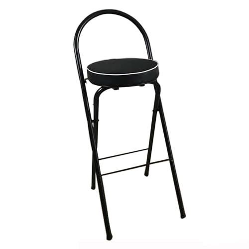 LYDSB Schwarzer tragbarer runder, gepolsterter, klappbarer Barhocker mit Rückenlehne und hohem Frühstückshocker für Erwachsene und Küchen, Sitzhöhe 65 cm LYDSB Schwarzer tragbarer runder, gepolsterter, klappbarer Barhocker mit Rückenlehne und hohem Frühstückshocker für Erwachsene und Küchen, Sitzhöhe 65 cm von LYDSB