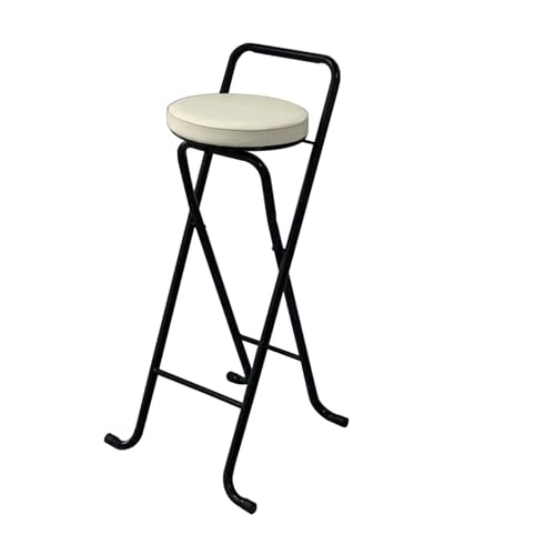 LYDSB Tragbarer, gepolsterter, zusammenklappbarer Barhocker mit Rückenlehne und weißem Rohr – Hochstuhl für Erwachsene, Küchen und Gärten, langlebiges Design, Sitzhöhe 81 cm von LYDSB