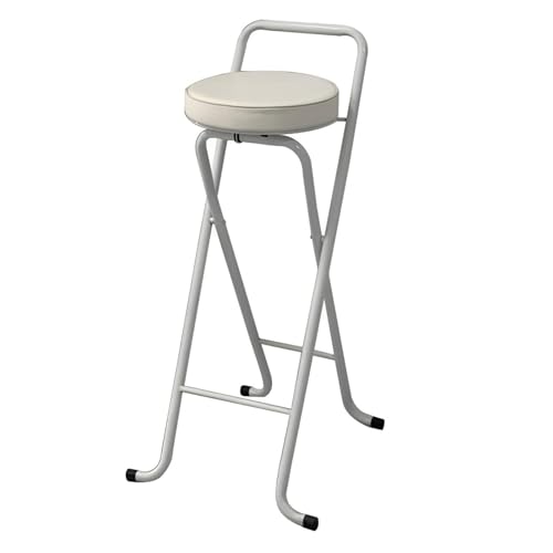 LYDSB Tragbarer, gepolsterter, zusammenklappbarer Barhocker mit Rückenlehne und weißem Rohr – Hochstuhl für Erwachsene, Küchen und Gärten, langlebiges Design, Sitzhöhe 81 cm von LYDSB
