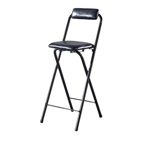 LYDSB Tragbarer, klappbarer Barhocker mit gepolsterter Sitzfläche für Büro und Schreibtisch | Schwarz, Höhe 60 cm von LYDSB