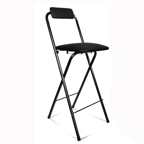 LYDSB Tragbarer, mit PU-Leder gepolsterter, klappbarer Barhocker mit Rückenlehne – Hoher, klappbarer Stuhl für Camping, Küchen und Geschäfte, Robustes Design, Sitzhöhe 65 cm von LYDSB