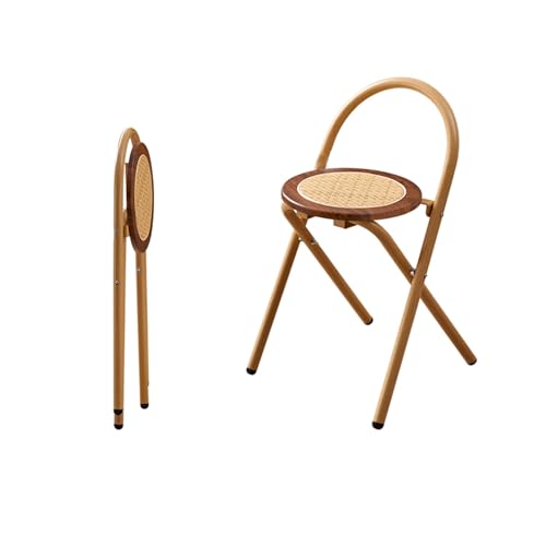 LYDSB Tragbarer, zusammenklappbarer Barhocker aus Holz mit Rückenlehne und rundem Frühstücksstuhl in Thekenhöhe für Erwachsene, Küchen und Gärten, Sitzhöhe 46 cm von LYDSB