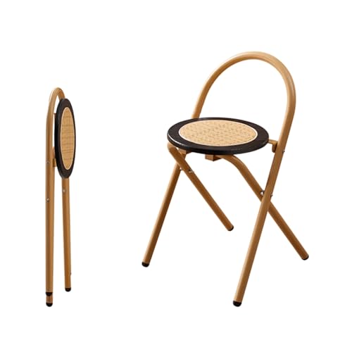 LYDSB Tragbarer, zusammenklappbarer Barhocker aus Holz mit Rückenlehne und rundem Frühstücksstuhl in Thekenhöhe für Erwachsene, Küchen und Gärten, Sitzhöhe 46 cm von LYDSB