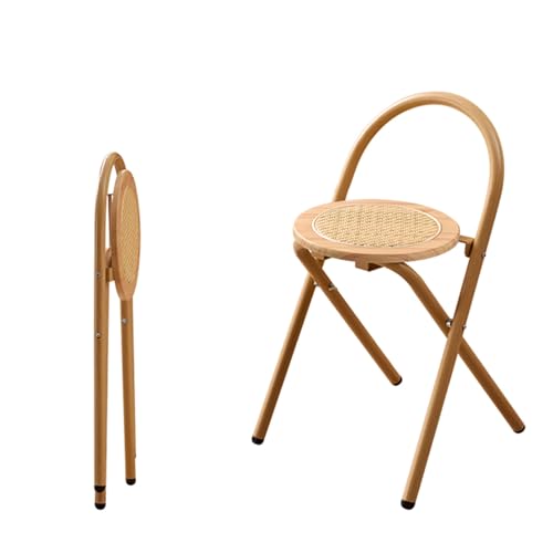LYDSB Tragbarer, zusammenklappbarer Barhocker aus Holz mit Rückenlehne und rundem Frühstücksstuhl in Thekenhöhe für Erwachsene, Küchen und Gärten, Sitzhöhe 46 cm von LYDSB
