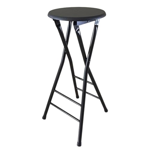 LYDSB Tragbarer, zusammenklappbarer Barhocker mit Rückenlehne und Fußstütze – Hoher Stuhl für Zuhause, Camping- und Spielzimmer, runder Hocker in Küchenthekenhöhe, Sitzhöhe 60 cm von LYDSB