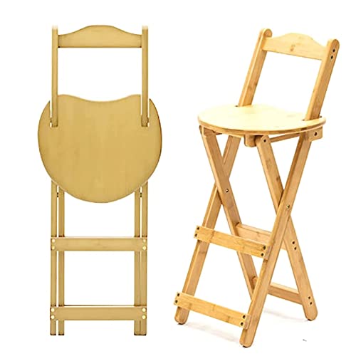 LYDSB Tragbarer Klapphocker aus Holz mit Rückenlehne und Fußstütze – zusammenklappbarer Stabiler Stuhl für Küchen und Bars zu Hause, Maße 28 x 34 x 61,5 cm (11 x 13 x 24 Zoll) von LYDSB