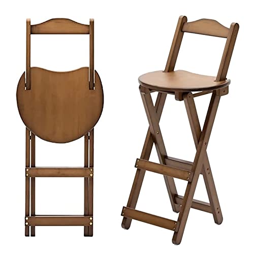LYDSB Tragbarer Klapphocker aus Holz mit Rückenlehne und Fußstütze – zusammenklappbarer Stabiler Stuhl für Küchen und Bars zu Hause, Maße 28 x 34 x 61,5 cm (11 x 13 x 24 Zoll) von LYDSB