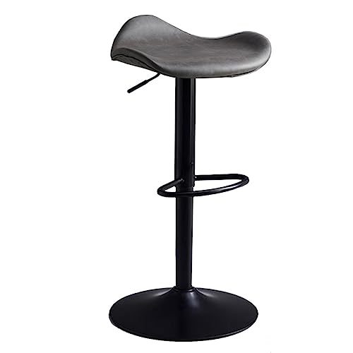 LYDSB Verstellbare, Schwarze Barhocker mit Drehfunktion, rückenfreie Stühle aus PU-Leder in Thekenhöhe für Kücheninsel, Bistro, Esszimmer, stilvolle graue Barhocker – perfekte Moderne Ei von LYDSB