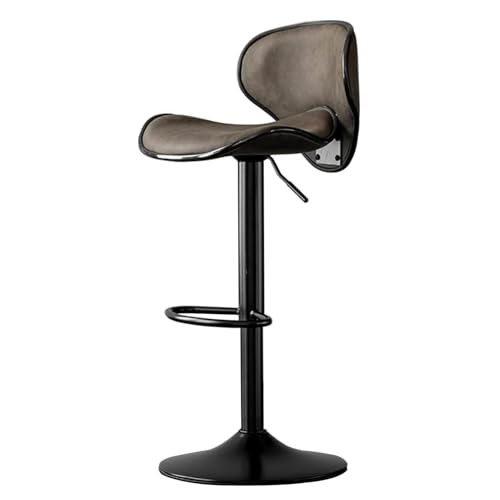 LYDSB Verstellbarer moderner Barhocker, PU-Leder, Drehstuhl mit Rückenlehne und Fußstütze, stilvolle Küchentheke, Höhe perfekt für Büro, Esszimmer, Grau von LYDSB