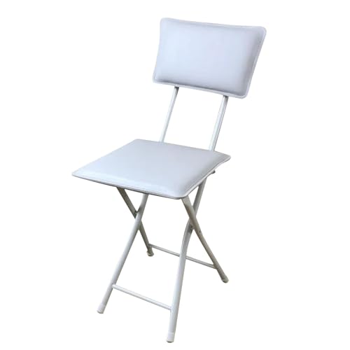 LYDSB Weißer, quadratischer, gepolsterter, klappbarer Barhocker mit Rückenlehne – tragbarer Stuhl in Thekenhöhe für Camping und Küchen im Freien, Sitzfläche aus robustem Metallrahmen, 4 von LYDSB