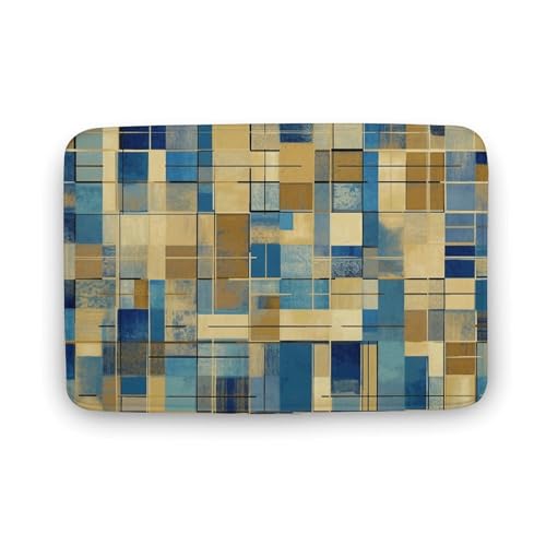 Fußmatte für den Innen- und Außenbereich, Blau und Beige, quadratisch, bedruckt, für Eingangstür, Küche, Teppich, geeignet für Schlafzimmer, Büro von LYDSKGEQ