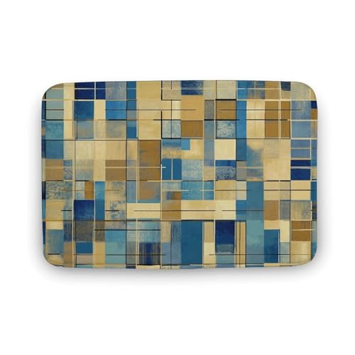 Fußmatte für den Innen- und Außenbereich, Blau und Beige, quadratisch, bedruckt, für Eingangstür, Küche, Teppich, geeignet für Schlafzimmer, Büro von LYDSKGEQ