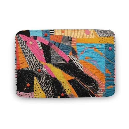 Fußmatte für den Innen- und Außenbereich, farbenfroher Quilt-Druck, Eingangstürmatte, Küchenteppich, geeignet für Schlafzimmer, Büro von LYDSKGEQ