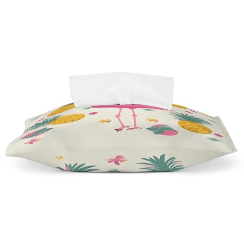 Hochzeits-Tücherbox, Flamingo und Ananas, bedruckt, Mehrzweck-Tücherabdeckung, Reise-Weihnachts-Tücherpackung, flache Taschentuch-Packung von LYDSKGEQ