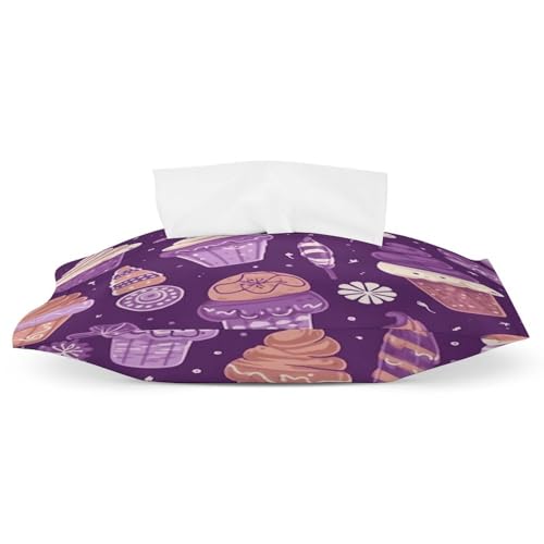 Hochzeitstücherbox, violettes Eiscreme-Motiv, Mehrzweck-Tücherabdeckung, Reise-Weihnachts-Tücherpackung, flaches Taschentuch-Set Hochzeitstücherbox, violettes Eiscreme-Motiv, Mehrzweck-Tücherabdeckung, Reise-Weihnachts-Tücherpackung, flaches Taschentuch-Set von LYDSKGEQ