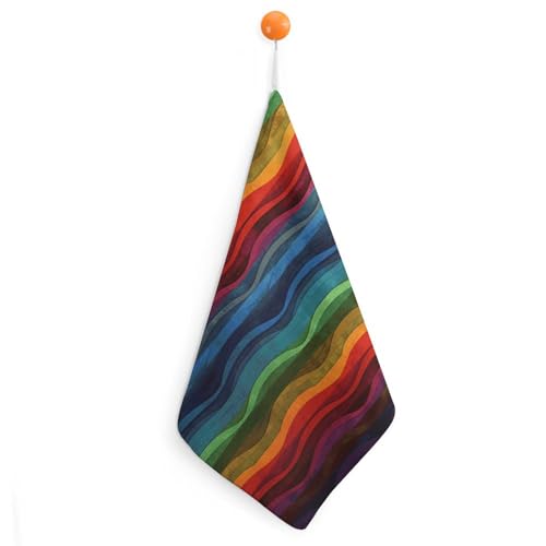 LYDSKGEQ 1 x Küchentuch, super saugfähig, Regenbogen-Geschirrtücher für die Küche, weiches, kleines Handtuch mit Aufhängeschlaufe, Dekor, Geschirrtuch, schnell trocknend, Mikrofaser-Reinigungstuch von LYDSKGEQ