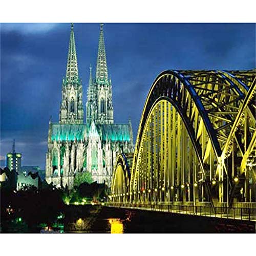 Diy 5D Diamond Painting Kits Kölner Dom Und Hohenzollernbrücke Nachtszene Bild Voller Mosaik Kreuzstich 40x50cm von LYDXD