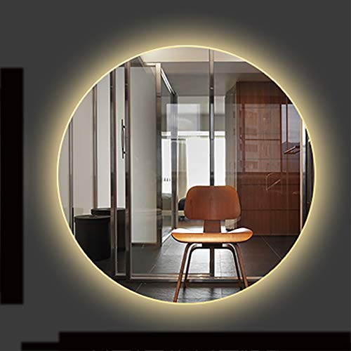 Beleuchteter runder rahmenloser HD-Badezimmerspiegel mit LED-Weißlicht/warmem Licht, wasserdichtem Lichtstreifen, Berührungssensor, 4 Größen von LYDZT