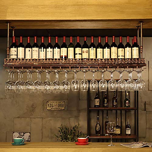 Metalldecken-Weinregale, Lagerung von Weinkelchen, Stielgläsern, Glasregal, hängender Weinglashalter, Bar-Dekoration, Ausstellungsregal, Weinregal (Größe: 60 cm) von LYDZT