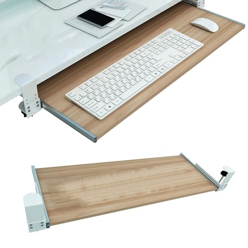 Verstellbare Tastaturablage unter dem Schreibtisch, ausziehbare Mausplattform, 55/65/75 x 30 cm – Tastaturhalter zum Anklemmen, stanzfreie Installation, Computer-Tastaturschublade zum Tippen von LYDZT