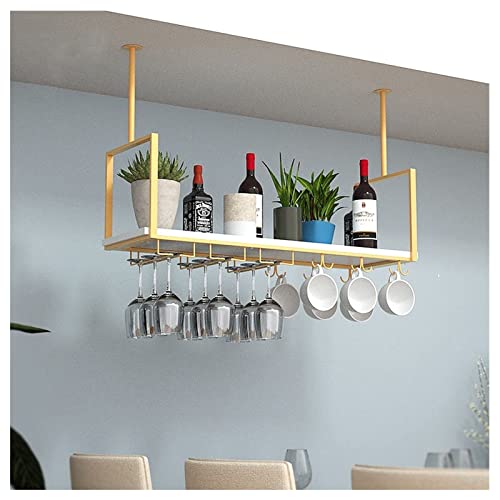 Weinregal aus Eisen, goldenes Deckenregal, hängendes Blumenregal im Wohnzimmer, Küchenregal (Größe: 120 x 30 x 60 cm) von LYDZT