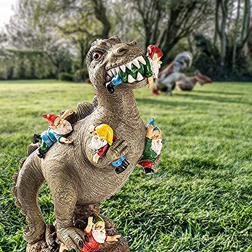 LYEAA 15cm Dinosaurier Essen Zwerge Gartenstatuen, Gartenzwerg Statue, Outdoor Garten Kunst Figur Dekor, Skulptur for Patio, Rasen, Hof Dekoration, Einweihungsparty Geschenk von LYEAA